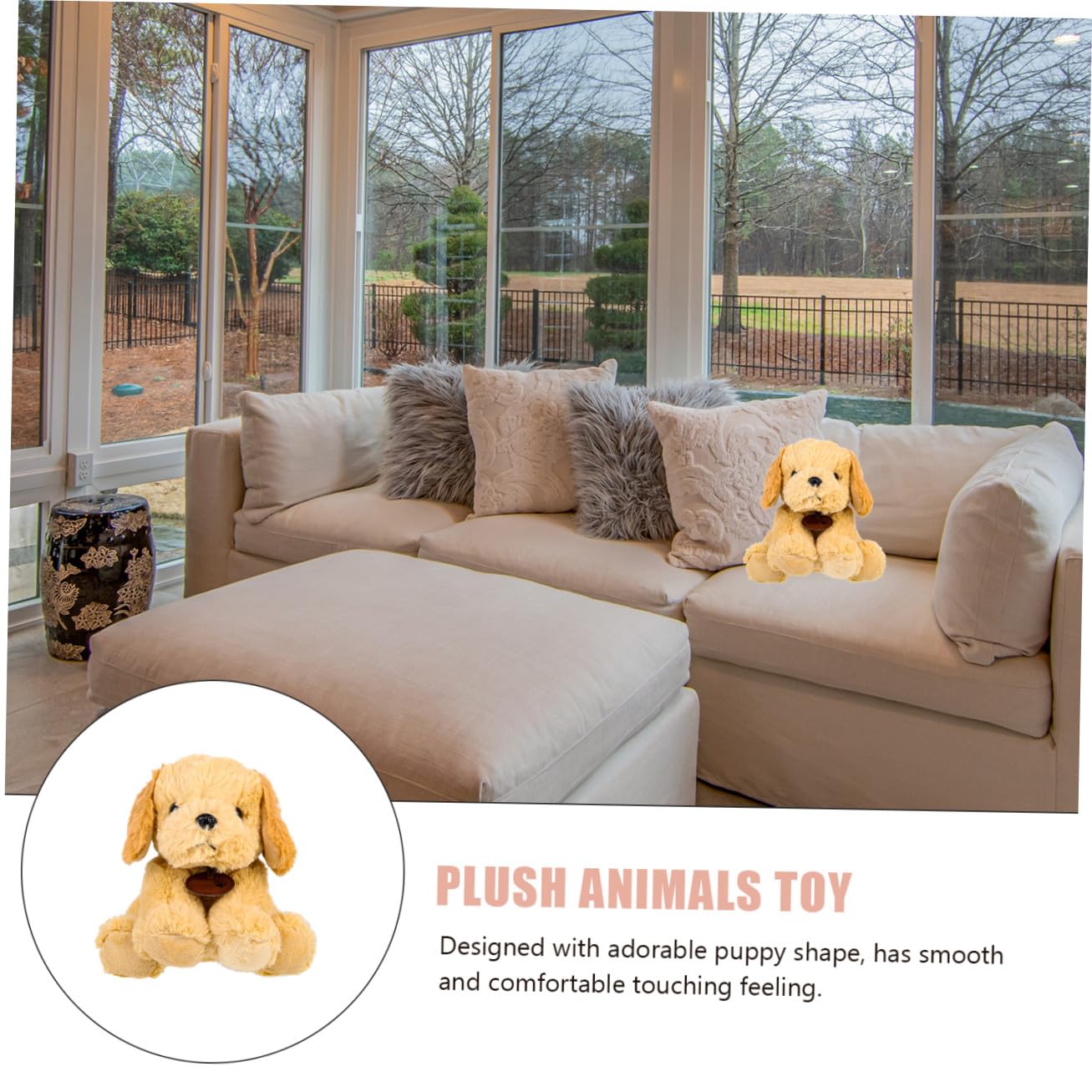 Muñeco de Perro Adorable de Peluche Ligero y Fácil de Guardar Forma de Cachorro Sentado, Relleno de Algodón PP Adecuado para Decoración Decorativa