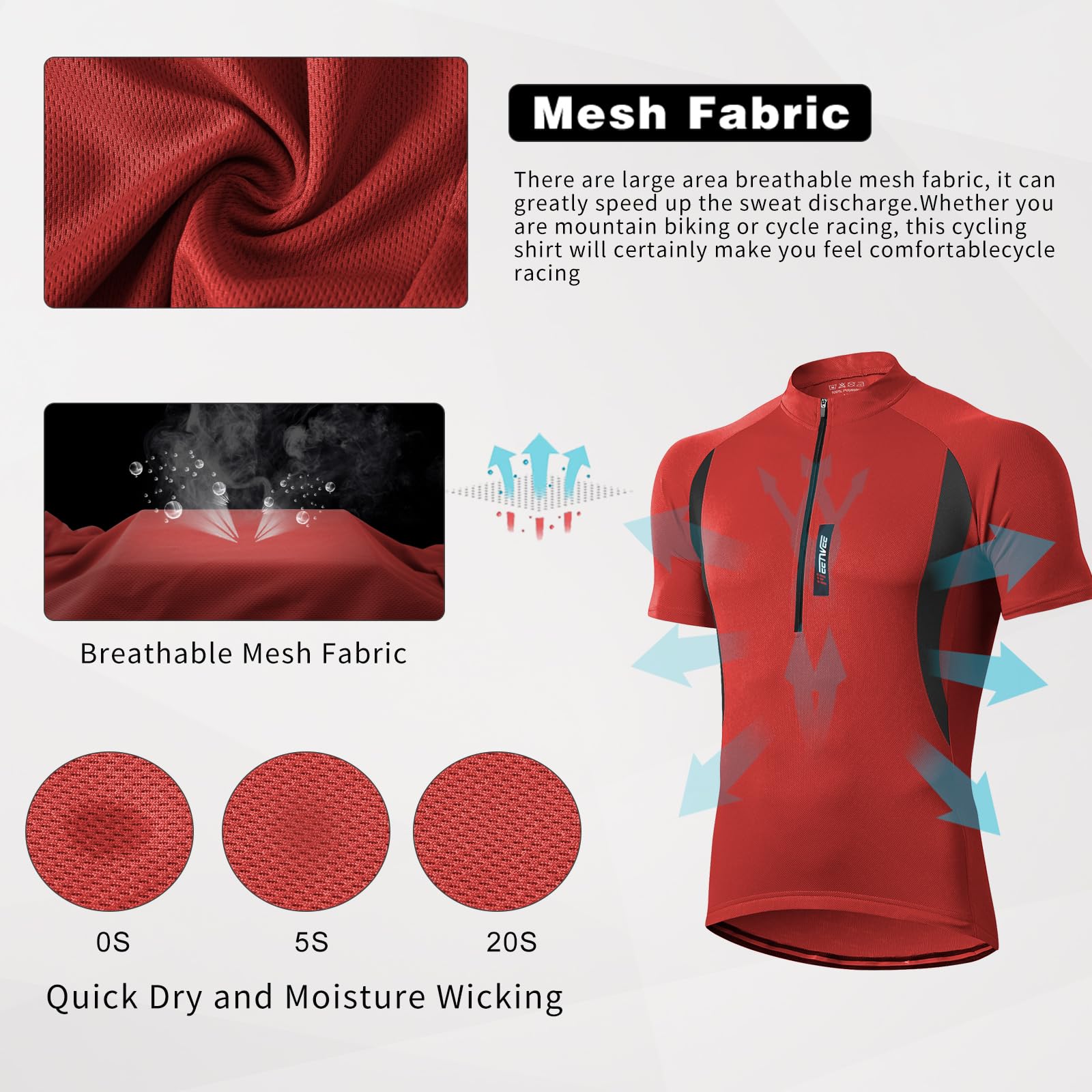 MEETWEE Magliette Ciclismo Uomo, Maglia Ciclismo Maniche Corte Abbigliamento Mountain Bike Maglia