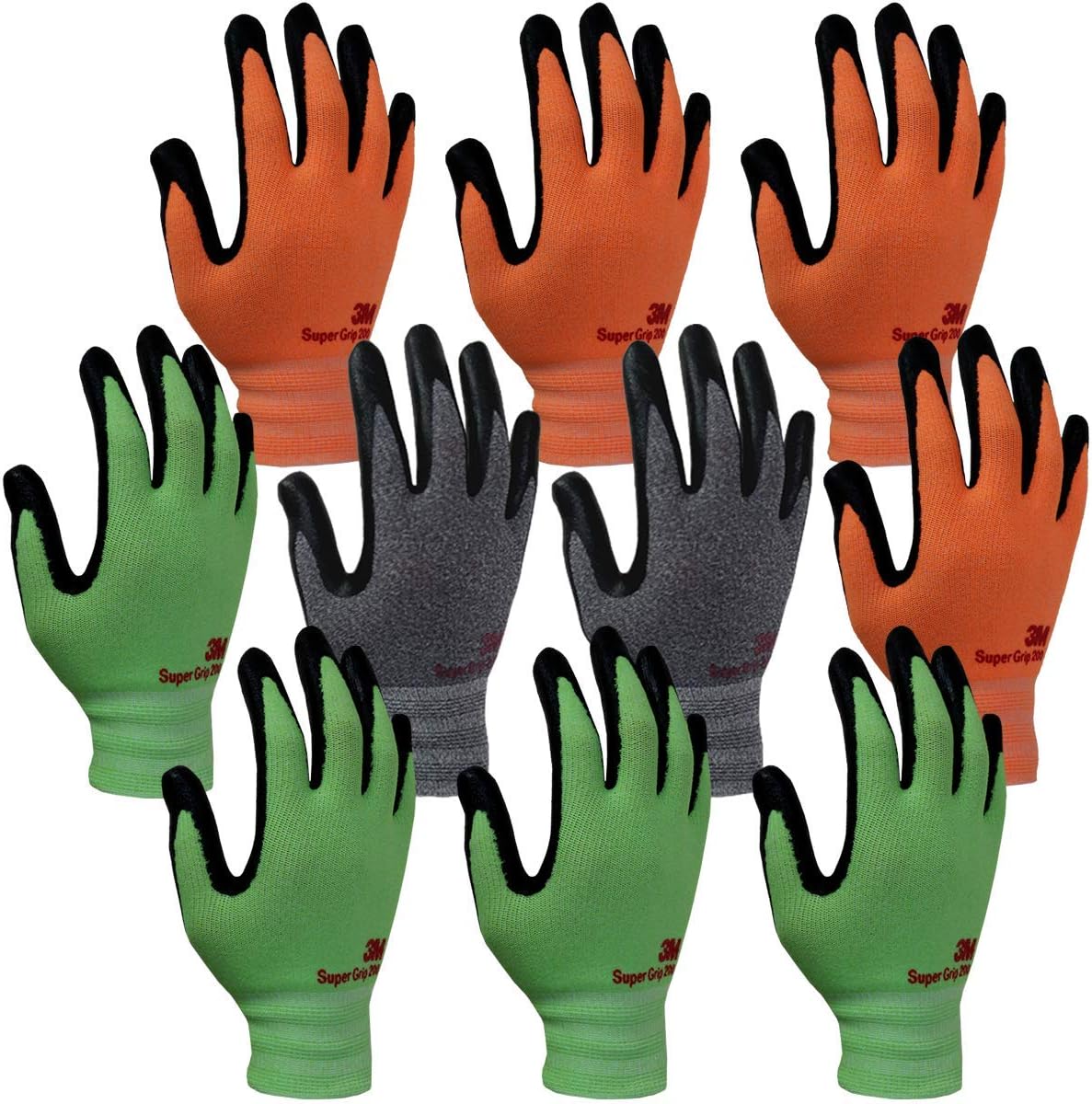 200 Gardening Gloves Work Gloves -10 Pairs, Assorted Colors (Large)
