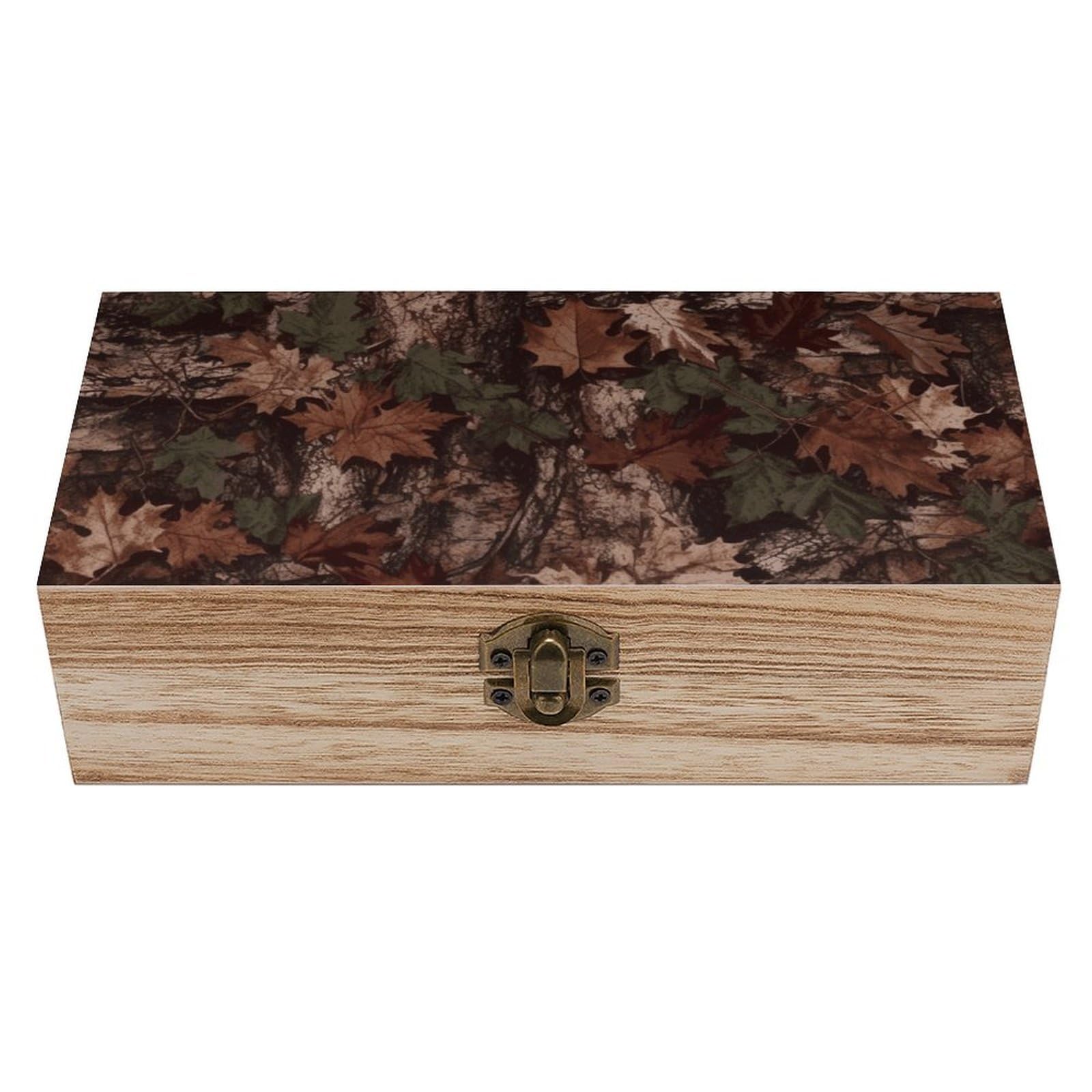 LZQPOEAS Outfitter Tuff Camo Wooden Storage Box Small Decorative Box with Hinged Lid Handmade Elegant Keepsake Storage Box for Jewelry, Photos, Trinkets, Letter Gifts, Small Heirlooms
