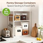 ComSaf Flour Storage Containers Set of 3 (5.2L/5.5Qt) (2.5L/2.6Qt*2), Large Airtight Food Storage Containers with Lids, Plastic Canisters Sets for Kitchen, Pantry Organizers for Rice Cereal and Baking