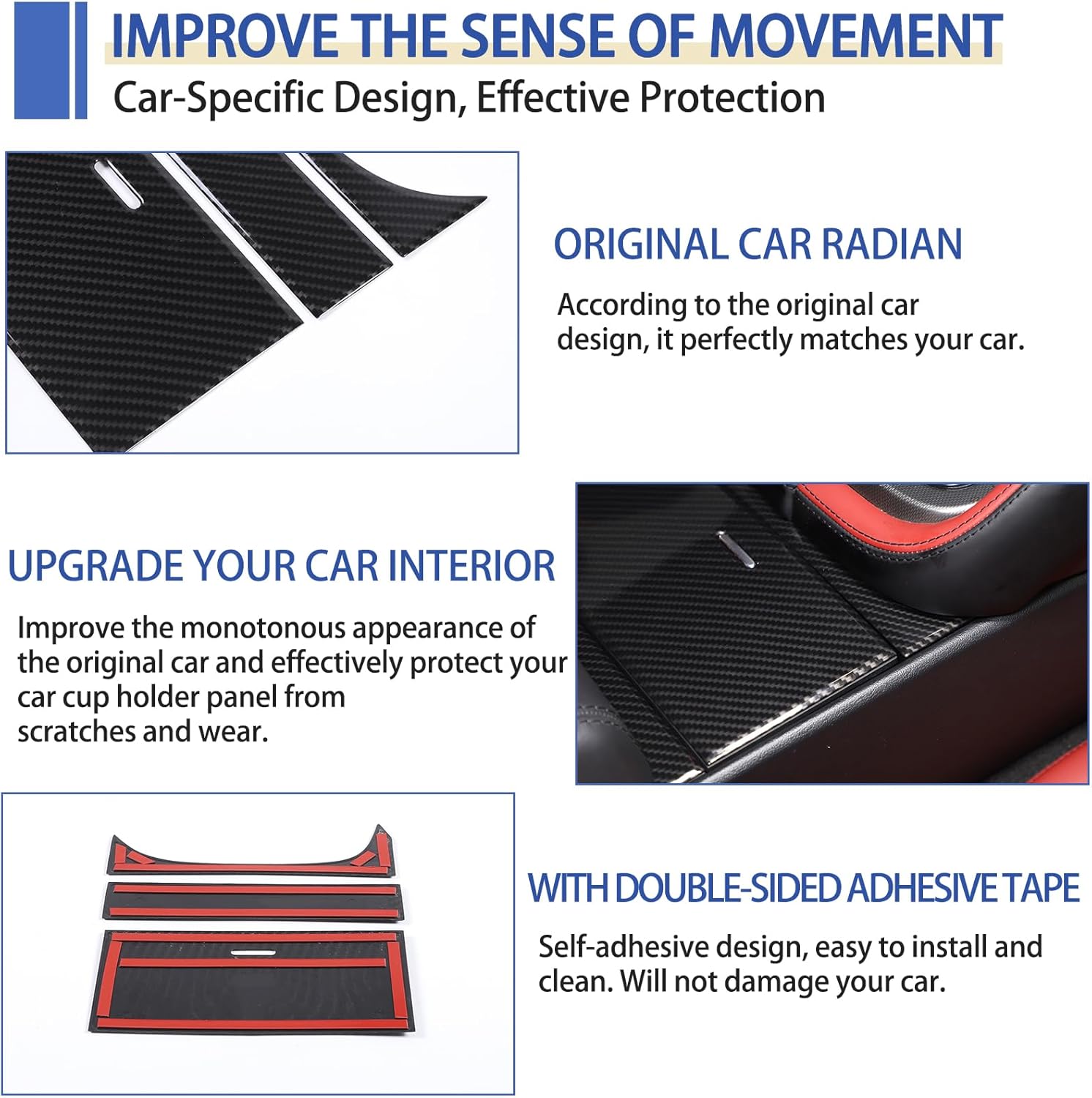 Daeiclru Car Central Control Storage Box Panel Trim Cover Compatible with Jaguar F-Type 2013-2026, ABS Center Consoles Water Cup Holder Panel Cover Interior Accessories (Carbon Fiber Pattern)