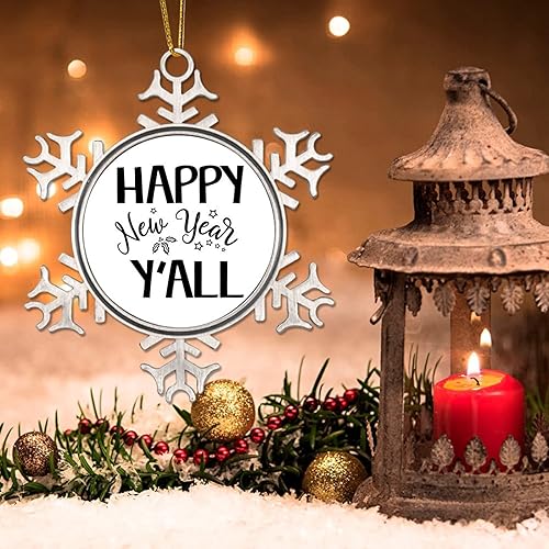 Miniatura 3 de Adorno de Navidad de metal, feliz año nuevo, recuerdo de Navidad, copos de nieve, adornos de Navidad, citas divertidas, adornos de árbol de Navidad,