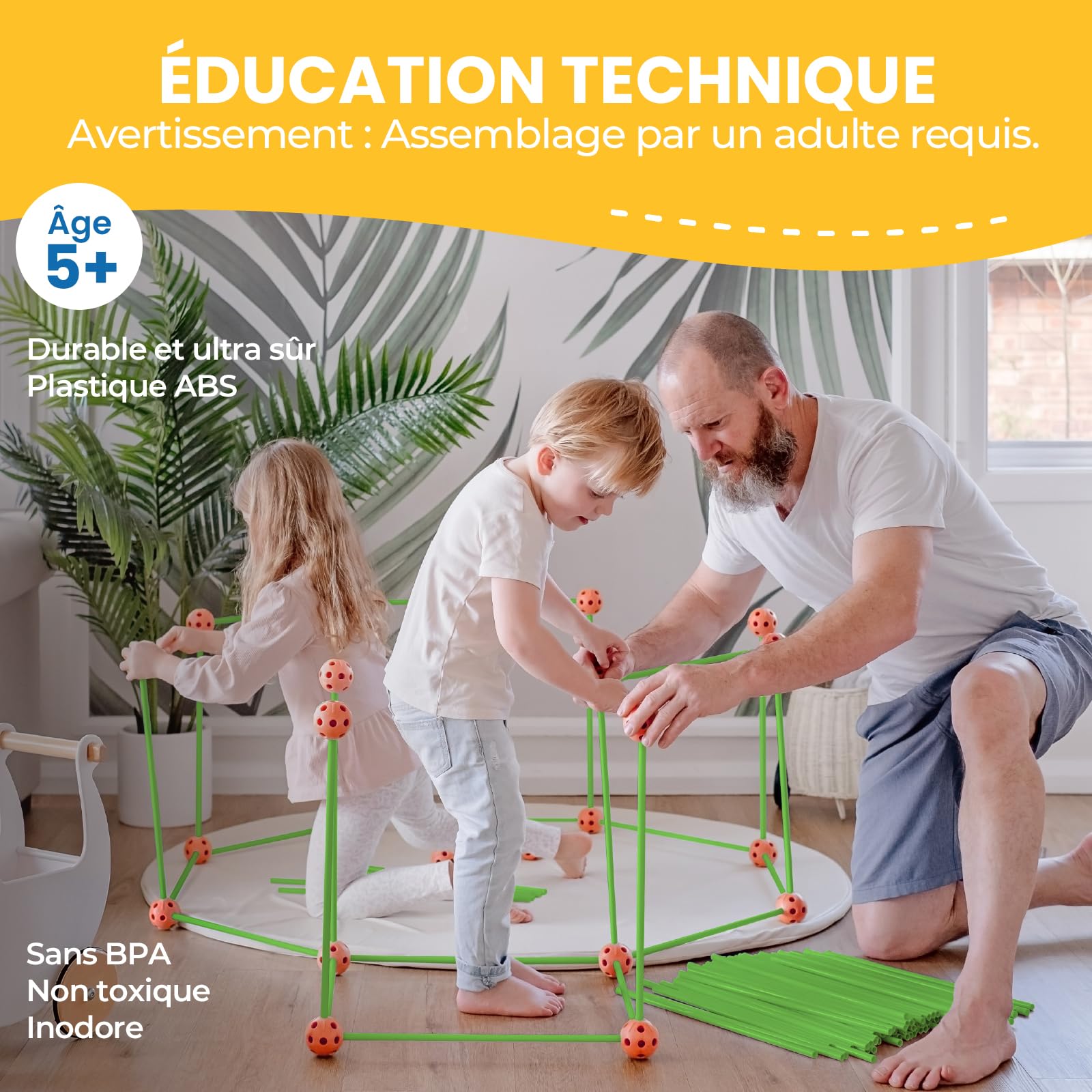 Tiny Land 130 Pcs Construction de Fort pour Enfants - DIY Kit Cabane Jeux | Jouet Créatif Intérieur Extérieur Garçon Fille 5,6,7,8 Ans, STEM Châteaux de Bricolage Tunnels Tente de Jeu Tour de Fusée