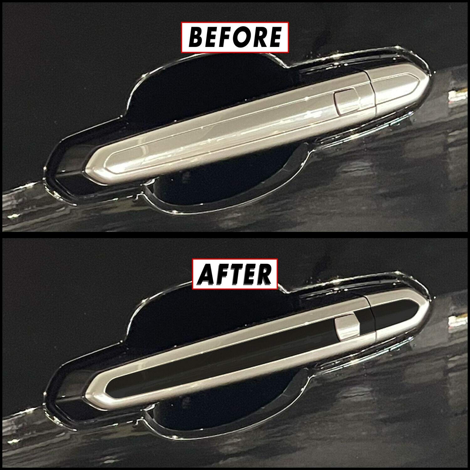 SlickMod Chrome Delete Blackout Vinyl Overlay for 2013-2018 Cadillac ATS Sedan Door Handle Trim (Gloss Black)