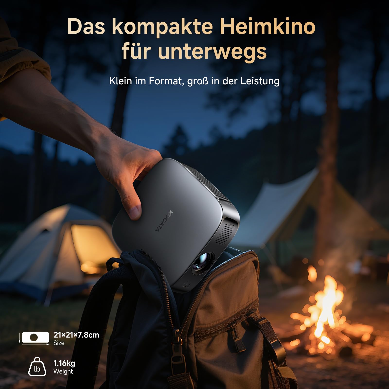 KOGATA Kurzdistanz Projektor 4K Native 1080P Autofokus 6D Trapezkorrektur WiFi Bluetooth Heimkino Beamer