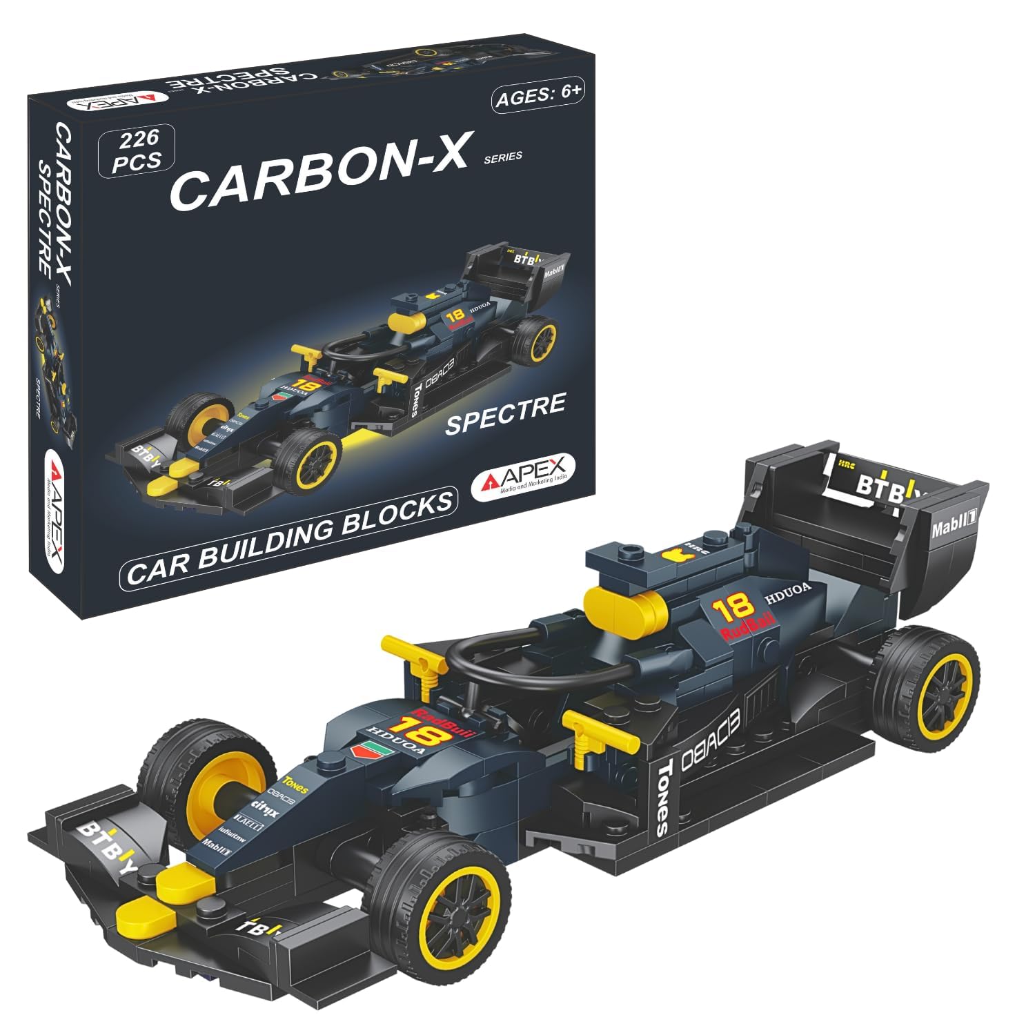 F1 Car Building Blocks Set, 236 Pcs Racing Car Construction Toy for Kids Age 6+ | STEM Learning Toy | Creative DIY Model Kit for Boys (Spectre, Medium, Pack of 1)-image-9