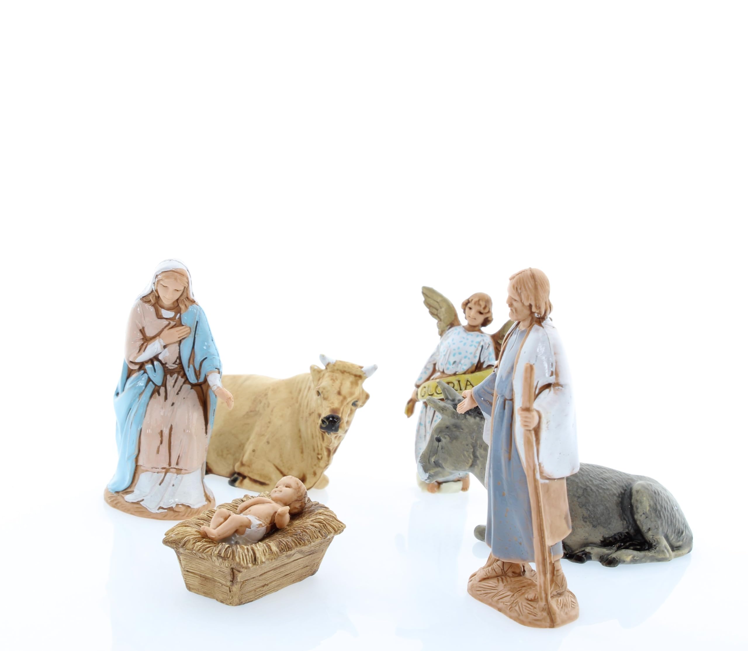 Moranduzzo Natividad 6 Figuras para Belén de 6,5 cm – Mini 6,5 – Escala 1:30 – Figuras Irrompibles Acabadas a Mano, Escultor M. Landi, Made in Italy
