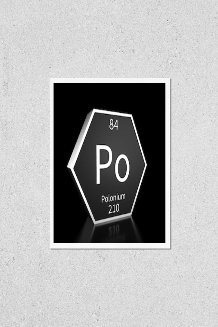 Poster Reproduction of Metal hexagonal block representing the periodic table element Polonium. Prese