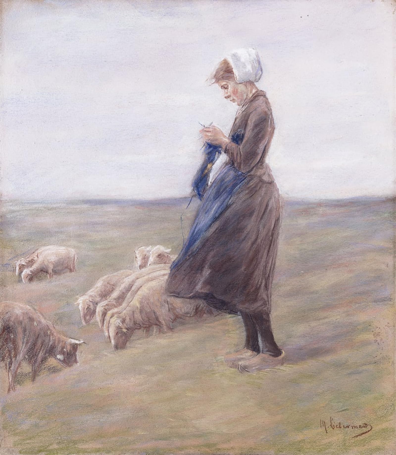 POSTERIIk Vintage Art Print Images Pictures Print Shepherdess Schafhirtin by Max Liebermann Modern Colour Posters for Office Home Decor 60x90cm