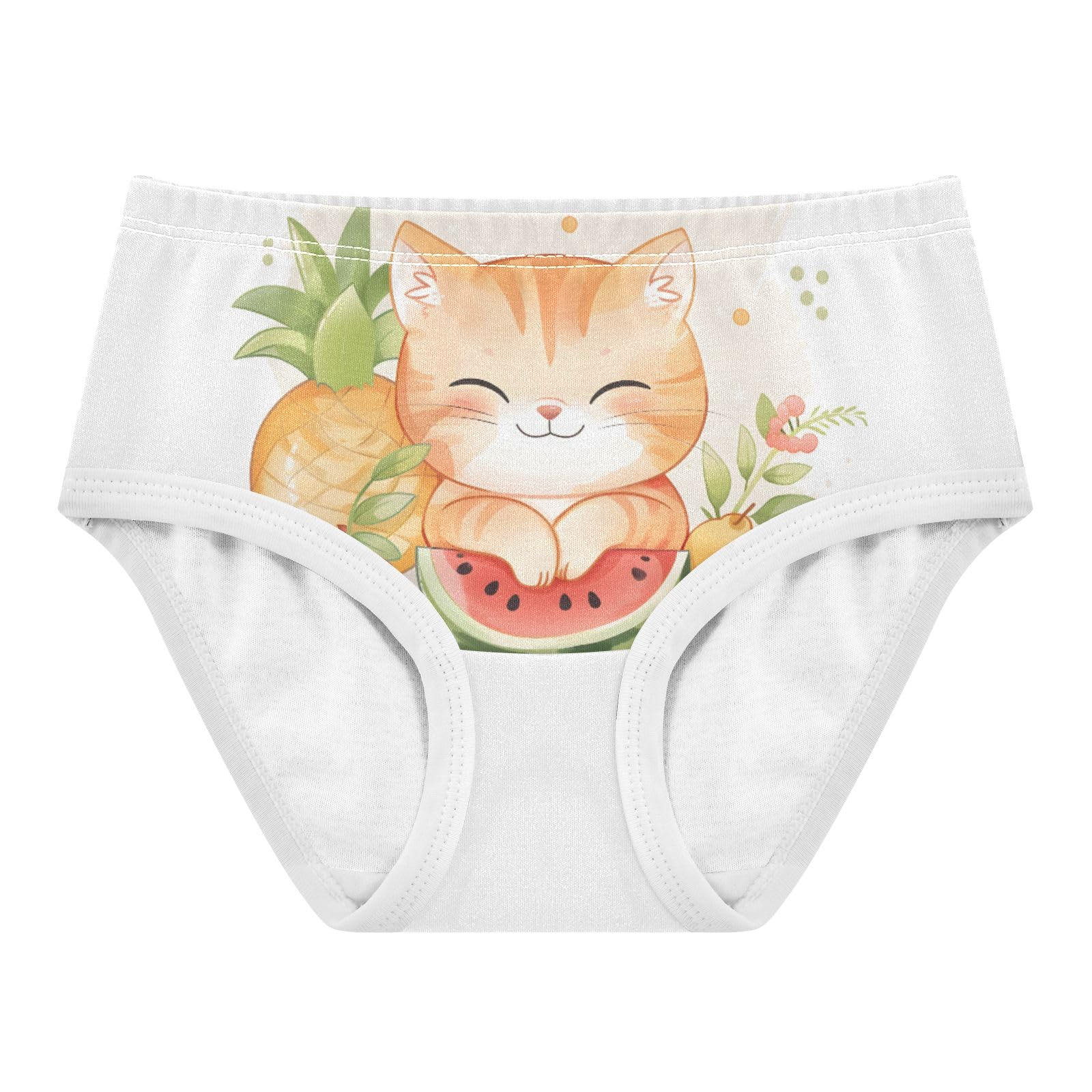 ALAZA Toddler Girls Cotton Hipster Underwear Soft Cute Cat Watermelon 2 Pack 2T