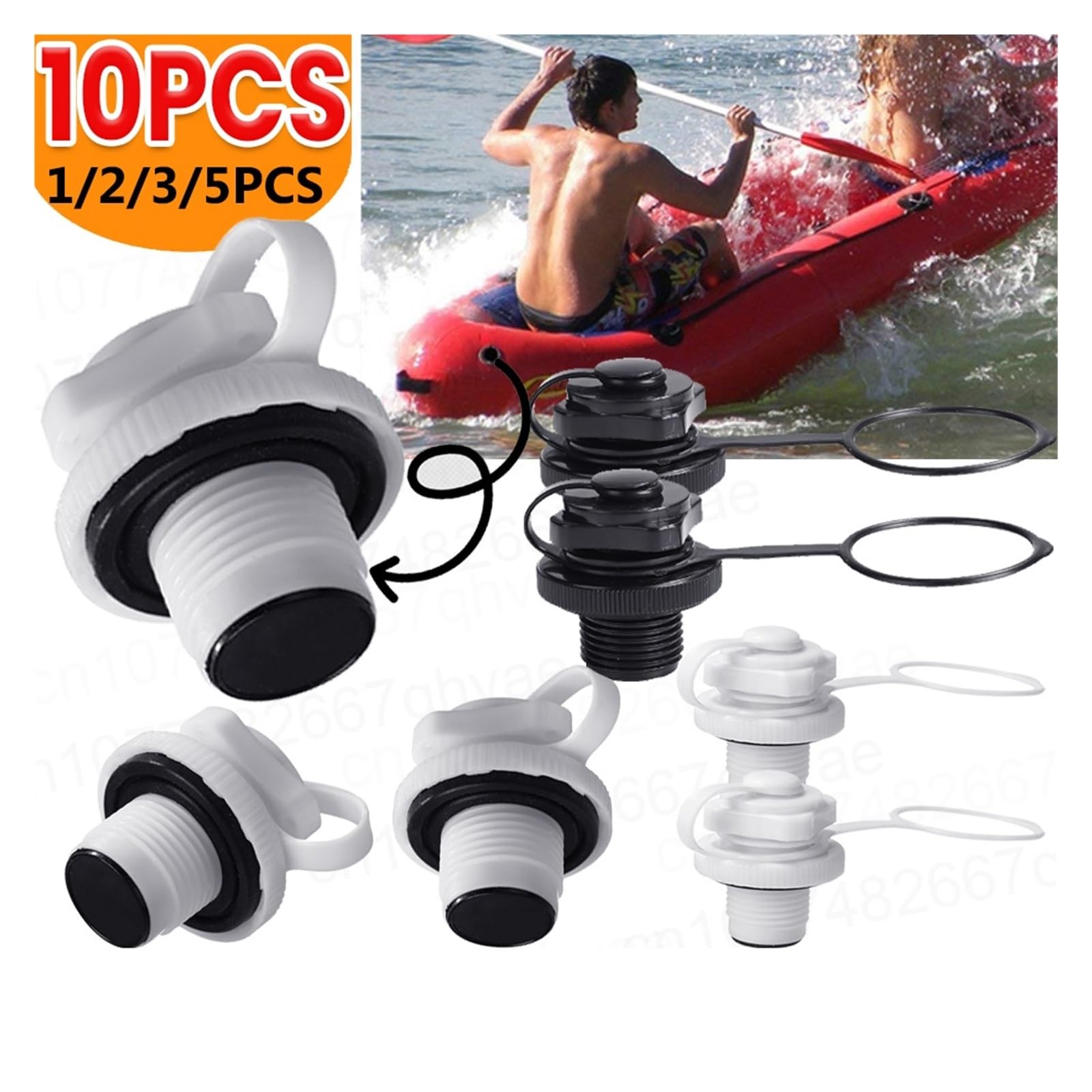 1-10 Stück Luftventil, Luftventil-Düsenkappe, Luftventil, Schlauchboot, Spiral-Luftstecker, Luftmatratzenstecker, Ersatz für Schlauchboote, Luftmatratzen