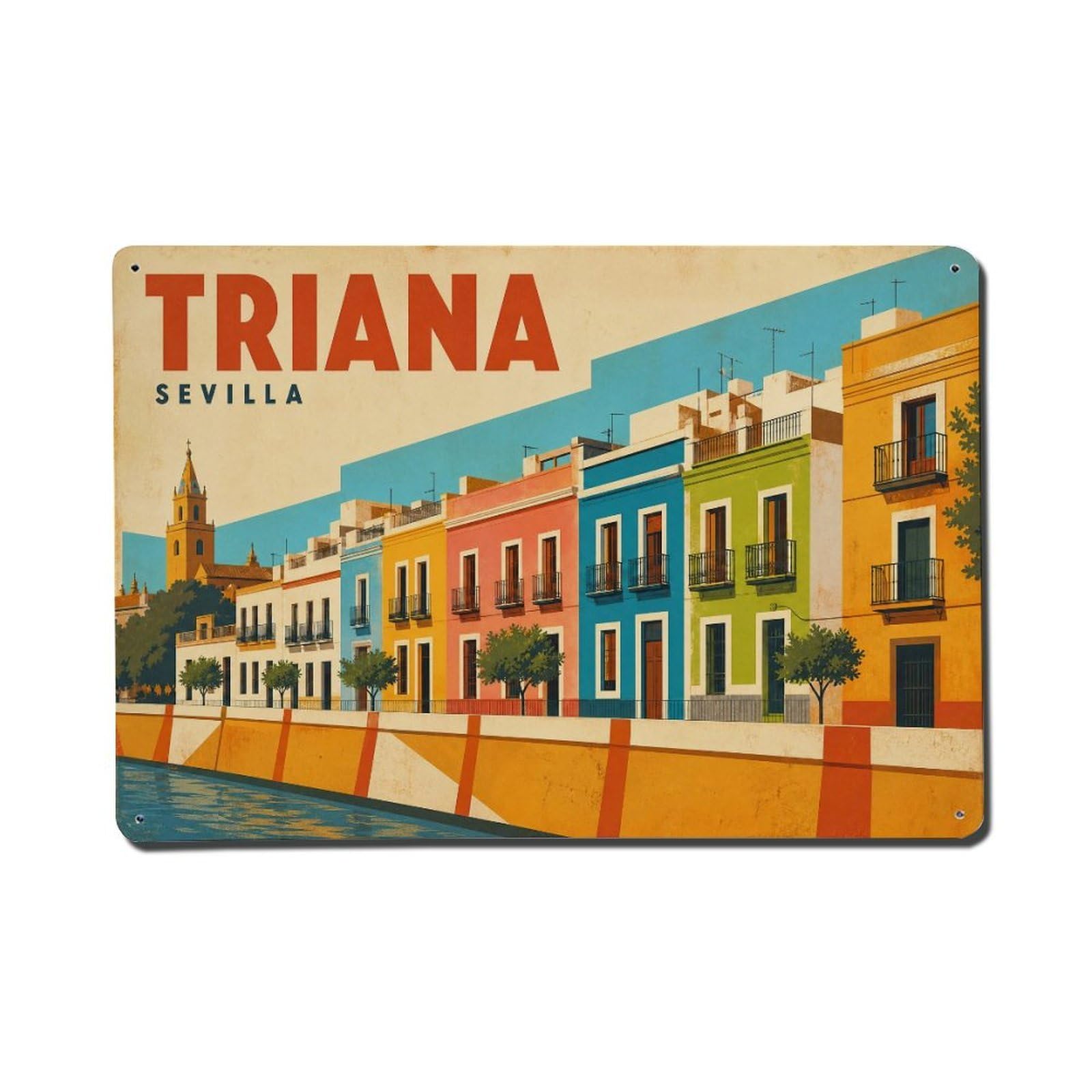 Metal Tin Sign Vintage Travel Seville Spain
