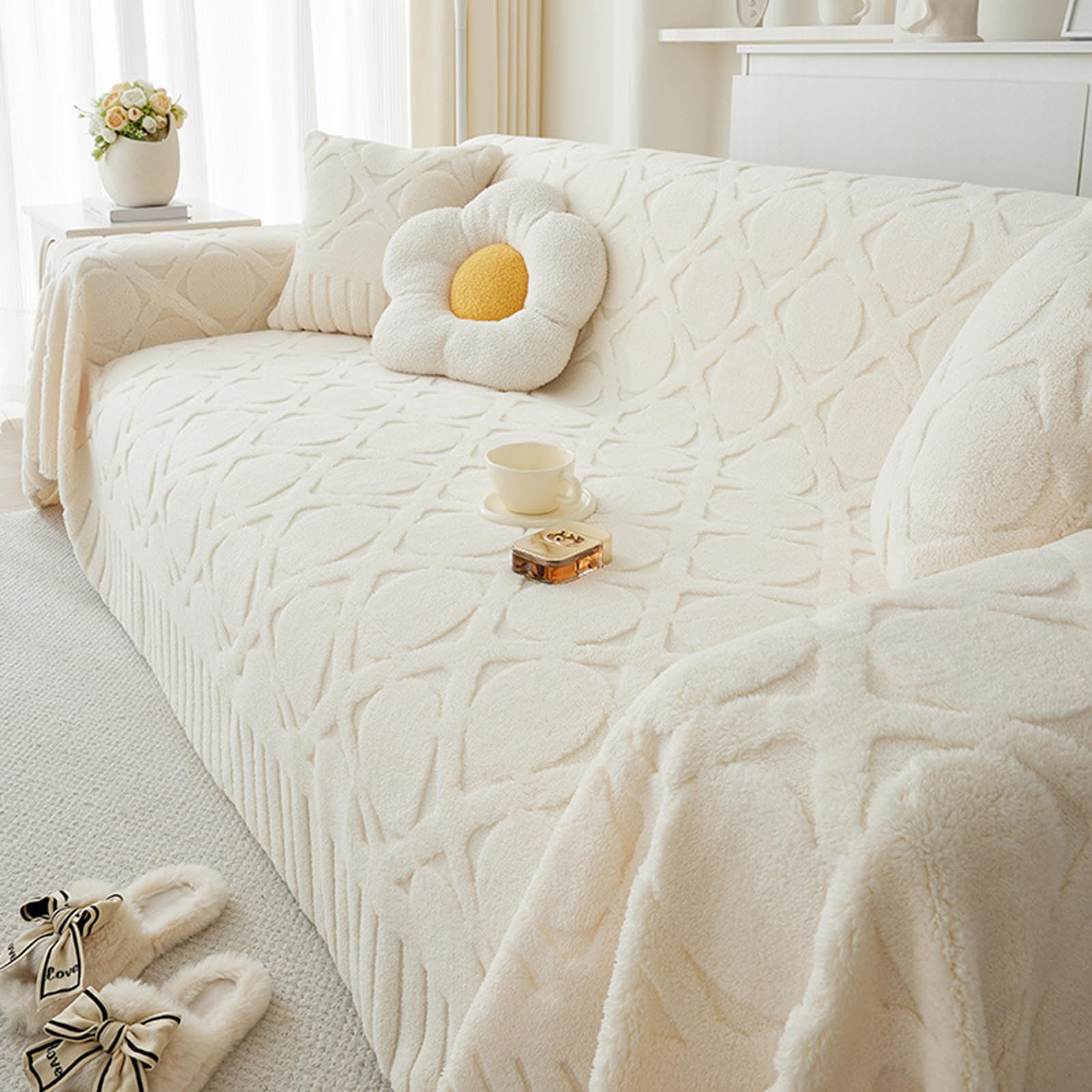 Housse de protection pour canapé anti-tache et peluche douce