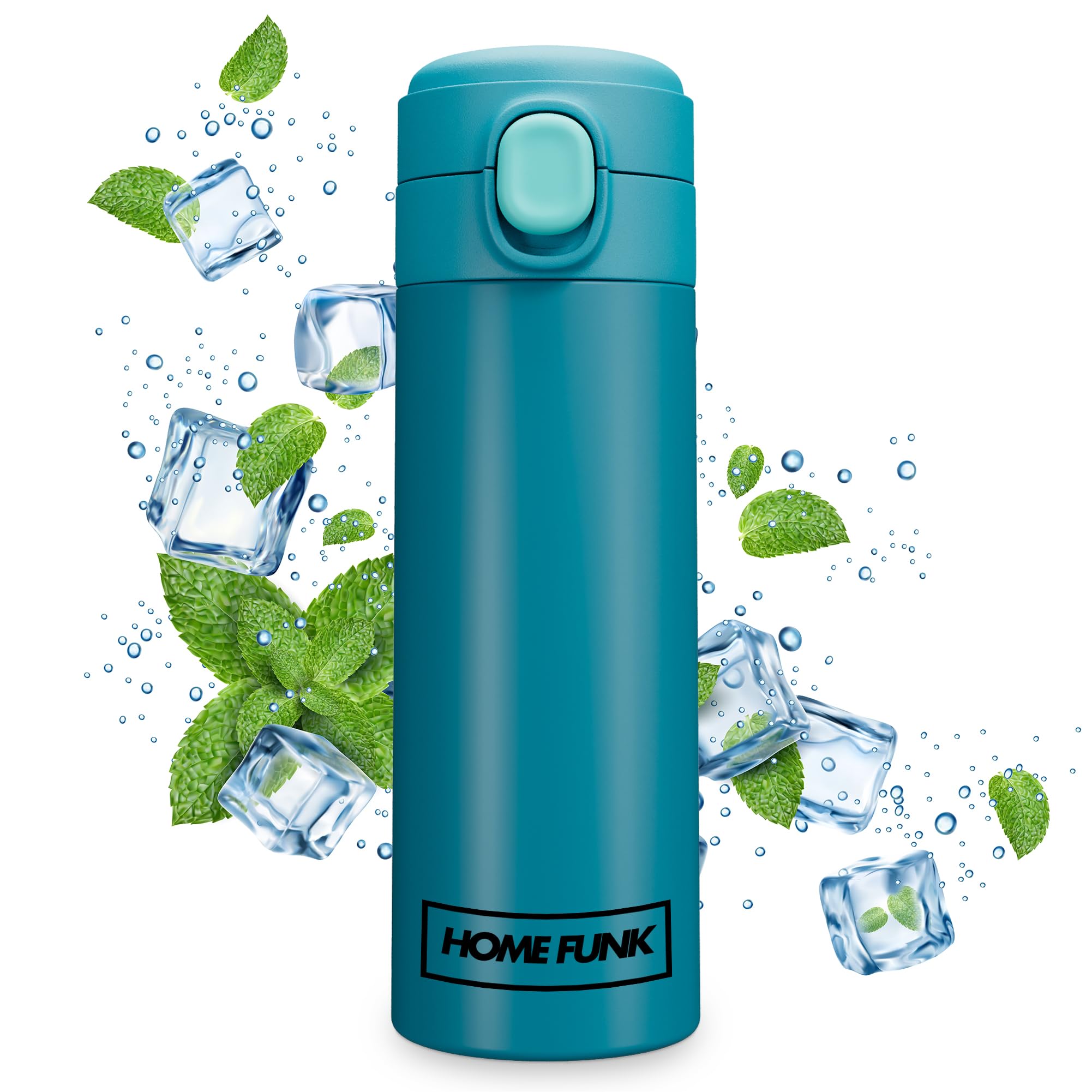 HOMEFUNK Flask for Hot Drink Hot Water Flask Insulated Thermal Mug Stainless Steel Leakproof Thermal Flask (SEA Green) - Image 2