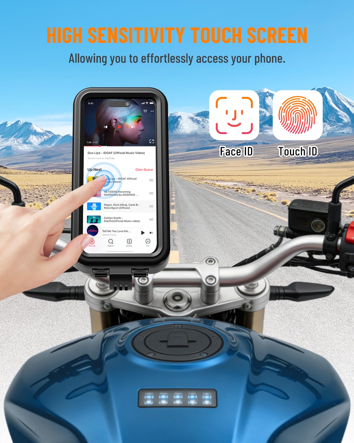 Support Téléphone Moto Etanche [Déverrouillage Rapide en 1S] Support Téléphone Vélo Rotation à 360° Porte Telephone Scooter de Guidon avec Ecran Tactile pour Téléphone Jusqu' à 6,9"