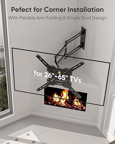 Miniatura 7 de Soporte de pared para TV de brazo largo para televisores de 26 a 65 pulgadas, soporte de TV de esquina de extensión de 40.75 pulgadas de largo para