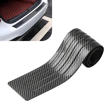 Car Rear Bumper Protector, Anti-slip Scratch Proof Rubber Door Sill Guard, DIY Self-adhesive Waterproof Wear-resistant Strip Carbon Fiber Black