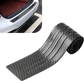 Car Rear Bumper Guard, Anti-slip Textured Scratch-resistant Rubber Door Sill Bumper Strip, DIY Customizable Self-adhesive Installation, Waterproof & Wear-resistant Tool (Carbon Fiber Black)
