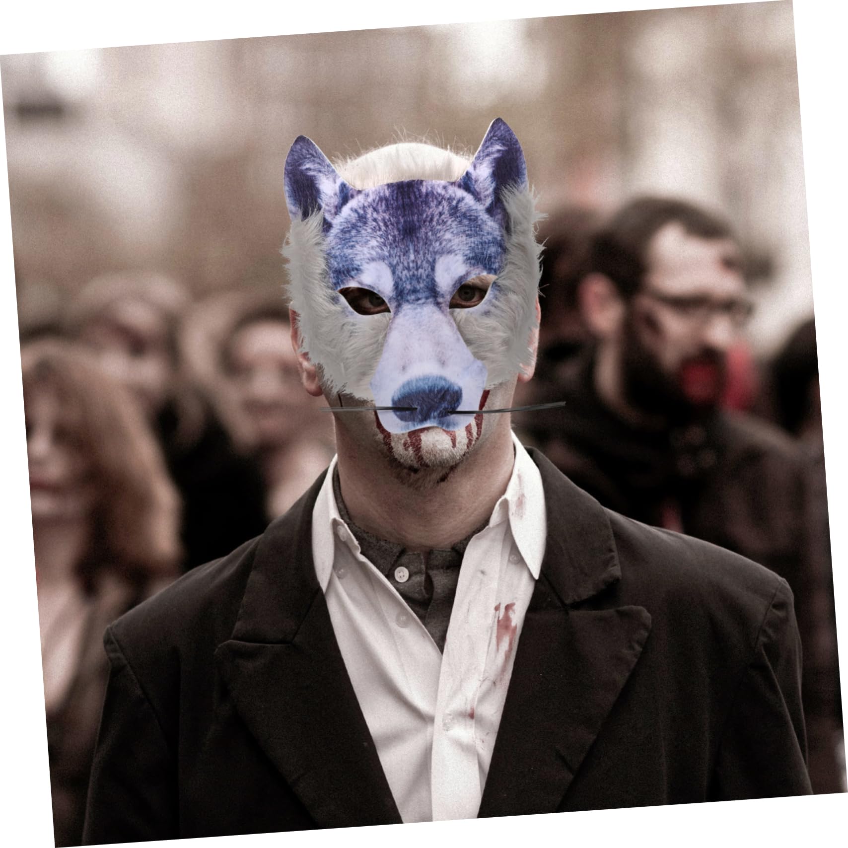 FAVOMOTO Comfortable Wolf Mask One Size Fits All Realistic Design Scary Halloween Prop Masquerade Mask