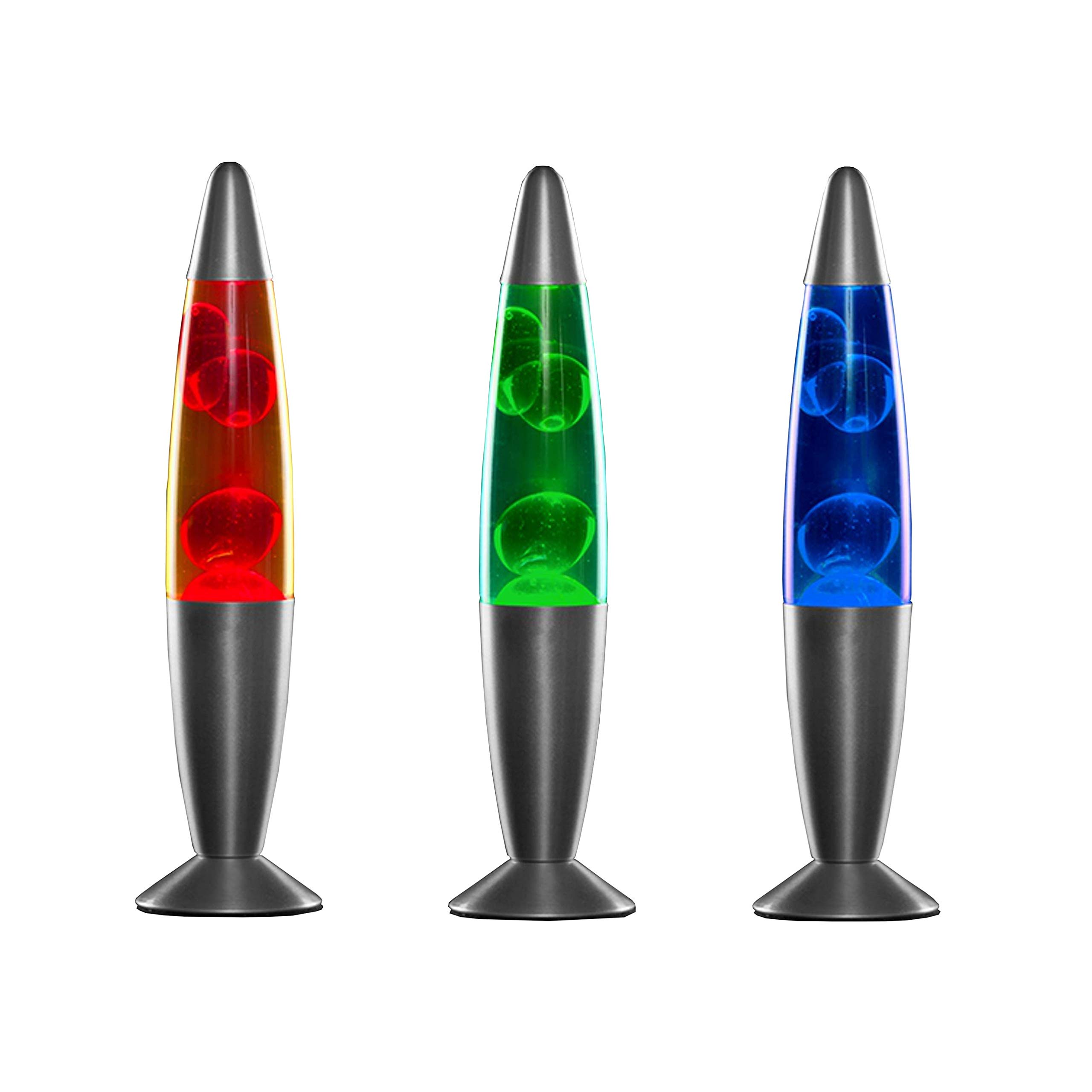 MissionMars Lámpara de lava roja, azul, verde, 34 cm, 230 V, incluye luz led