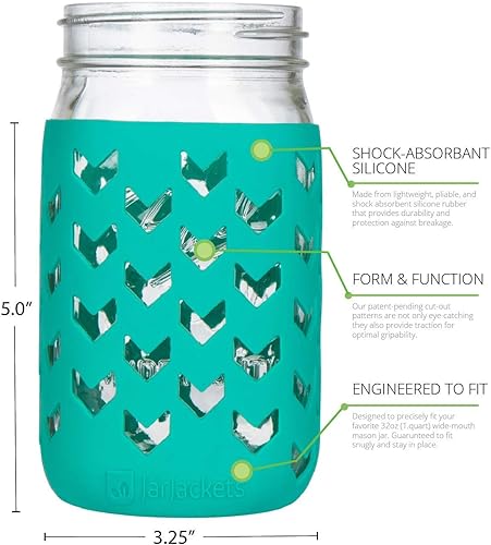 Miniatura 2 de JarJackets Funda de silicona para tarro de masón se adapta a tarros de boca ancha de 32 oz 1 cuarto de galón