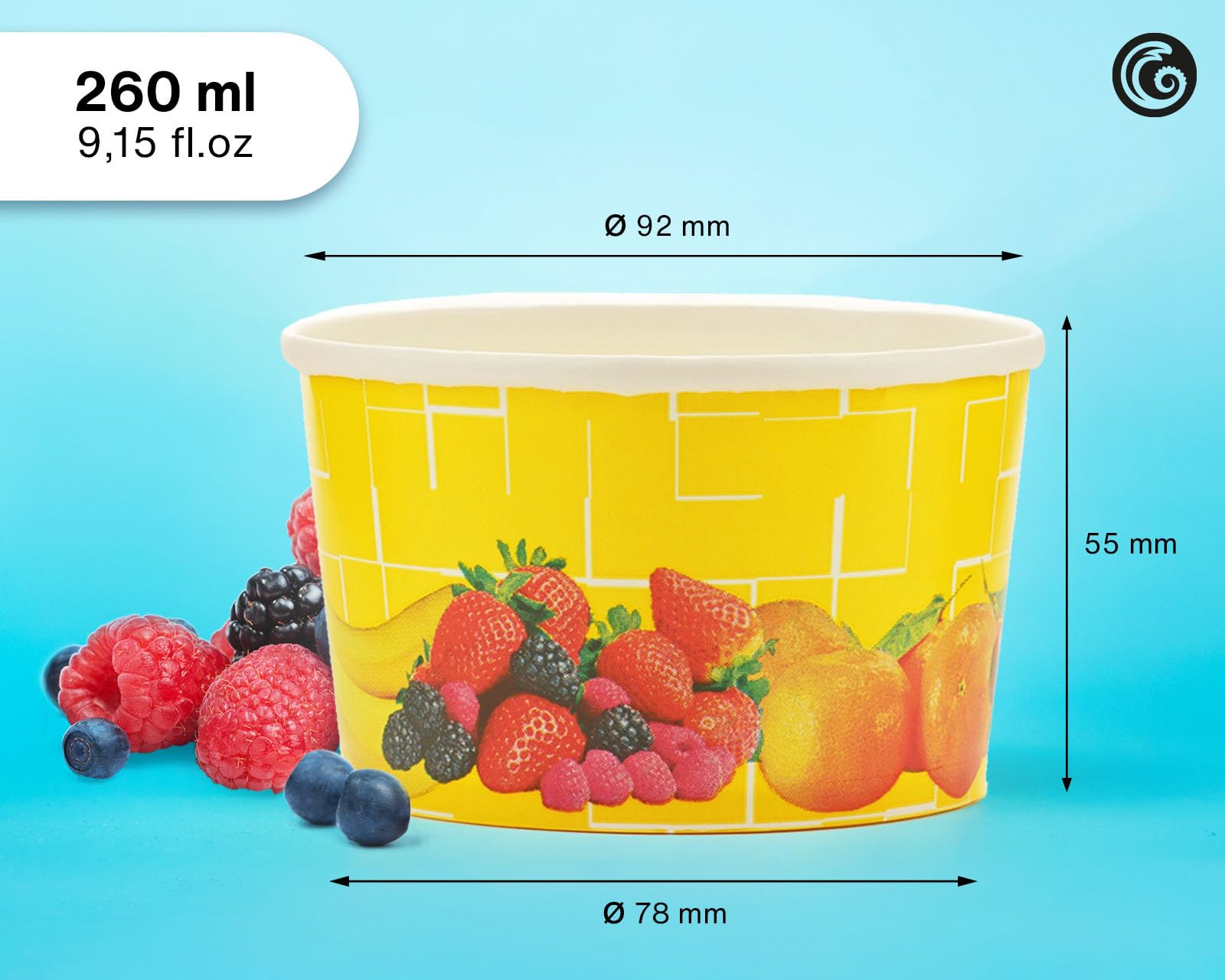 Octopus 200x coppe gelato di carta 260 ml