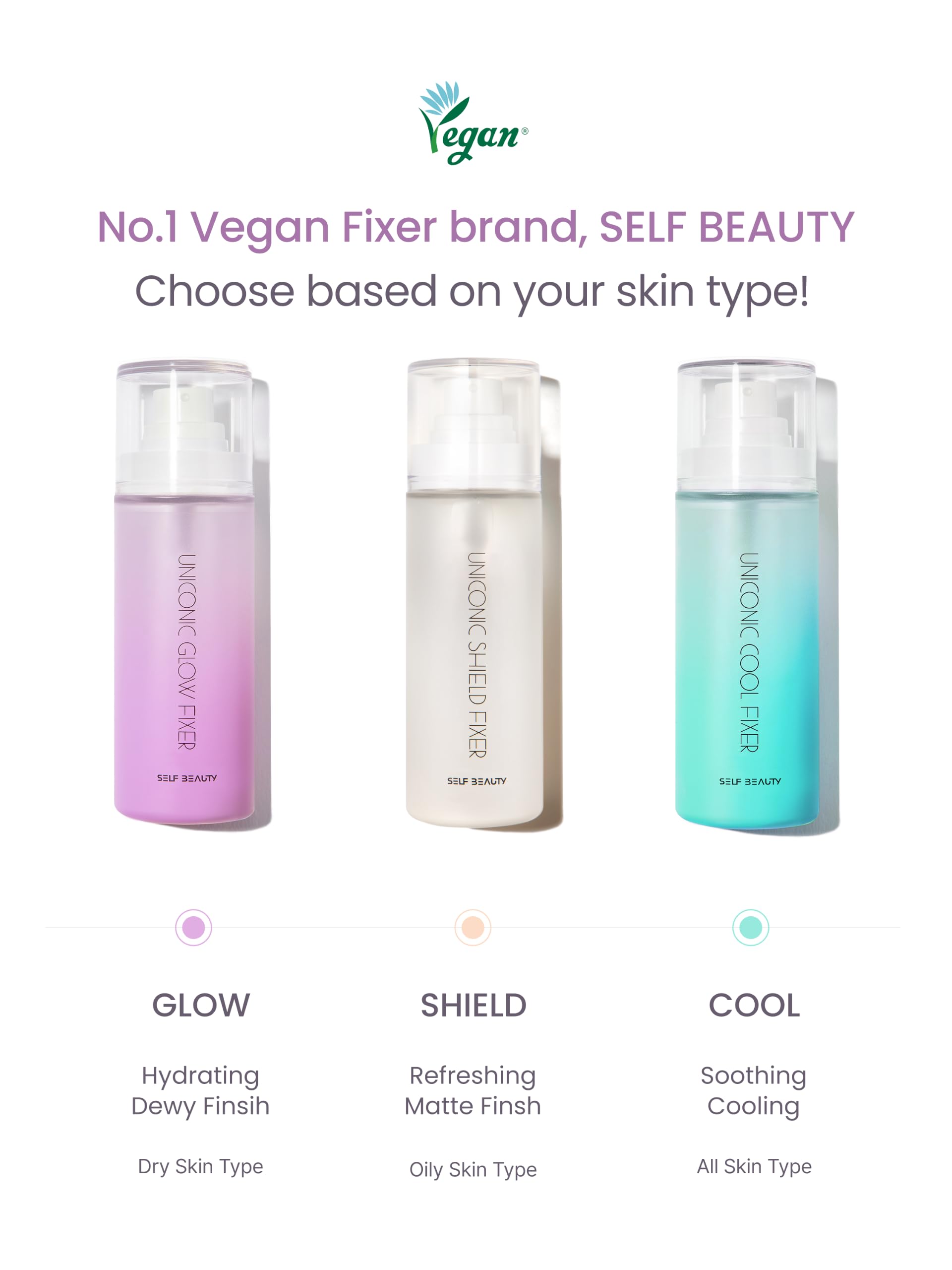 SELF BEAUTY Set 3 Spray Fissante Trucco Viso - Lunga Tenuta, Luminoso
