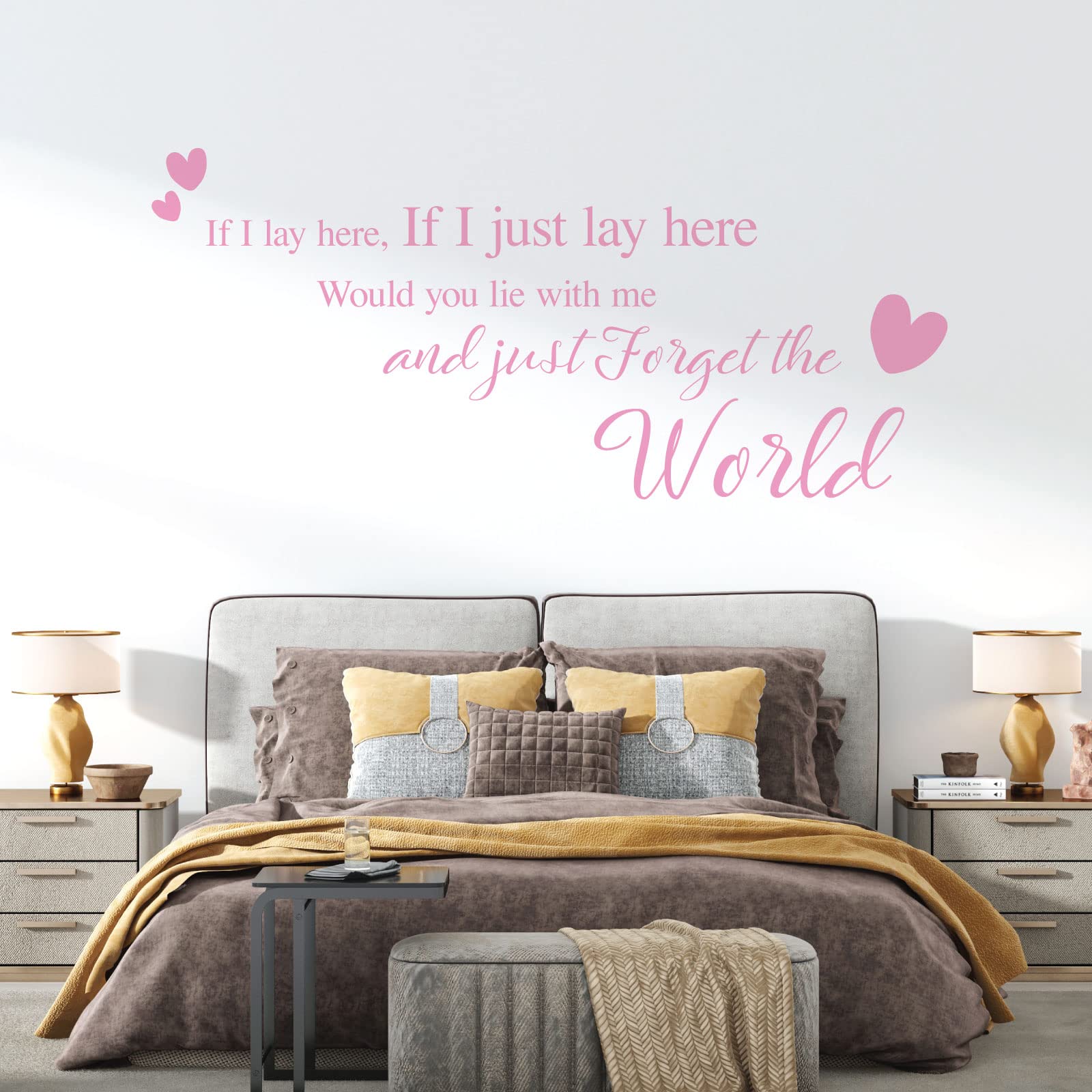 If I Lay here... Would You Lie with me and just Forget the World - Wall Quote, Wall Art Sticker [Large] [Pink]