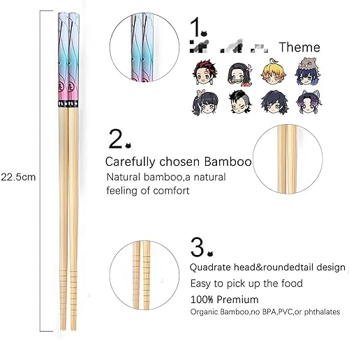 Miniatura 2 de Juego de palillos de anime, juegos de palillos de bambú de anime, palillos coleccionables oficiales, juego de regalo japonés, palillos de madera