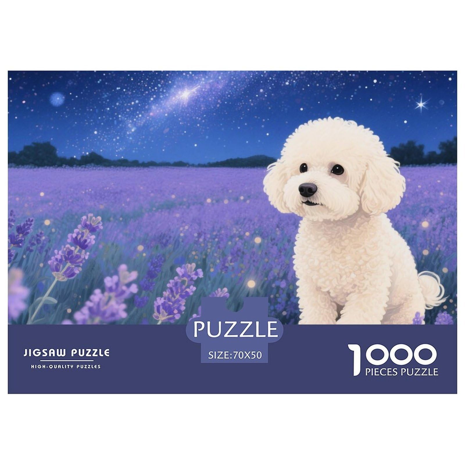 Bichon Frise Dog Jigsaw Puzzles 1000 Pieces Challenge Toy for Adults,Lavender Field Impossible Jigsaw Puzzles 1000 Pieces Educational Game Home Decoration 70x50cm/1000pcs — image 1