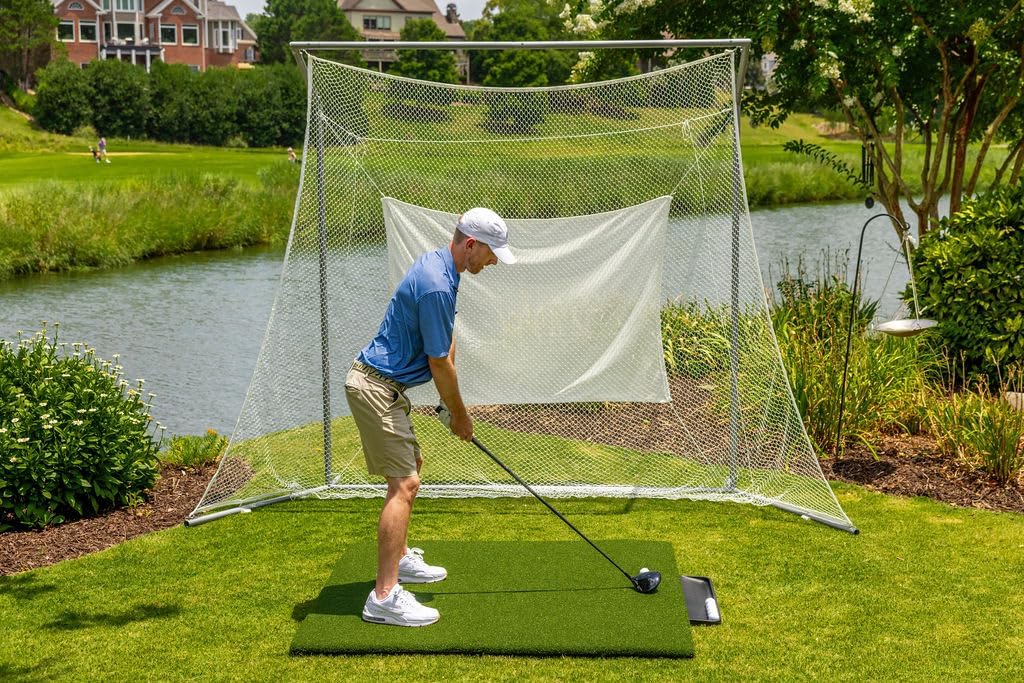 Perfect Reaction Golf Mat - 5x5 Feet Premium Turf Indoor/Outdoor Mat for Hitting & Chipping - Golf Stance Mat w/Golf Accessories (Golf Tray + 3 Rubber Golf Tees)