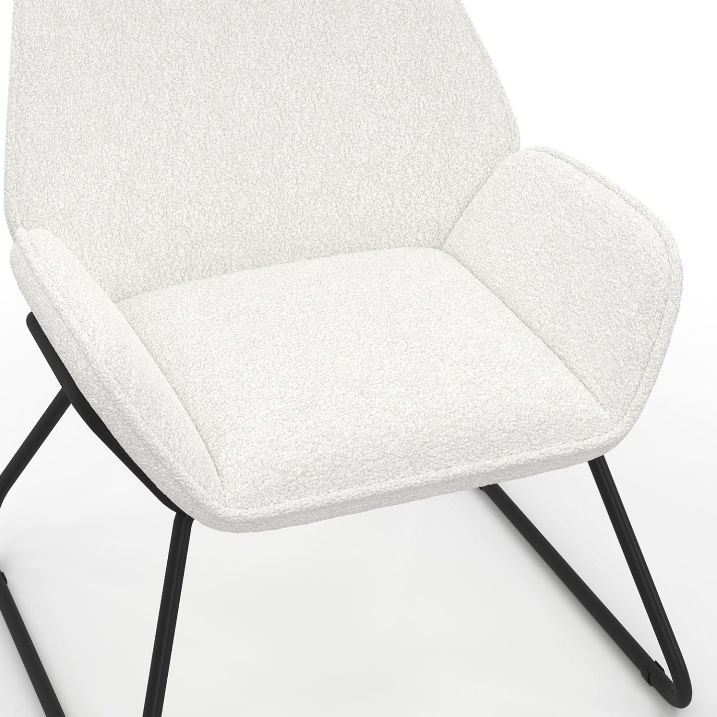 IDMarket - Fauteuil SIXTINE en Tissu Bouclette et Pieds métal Noirs