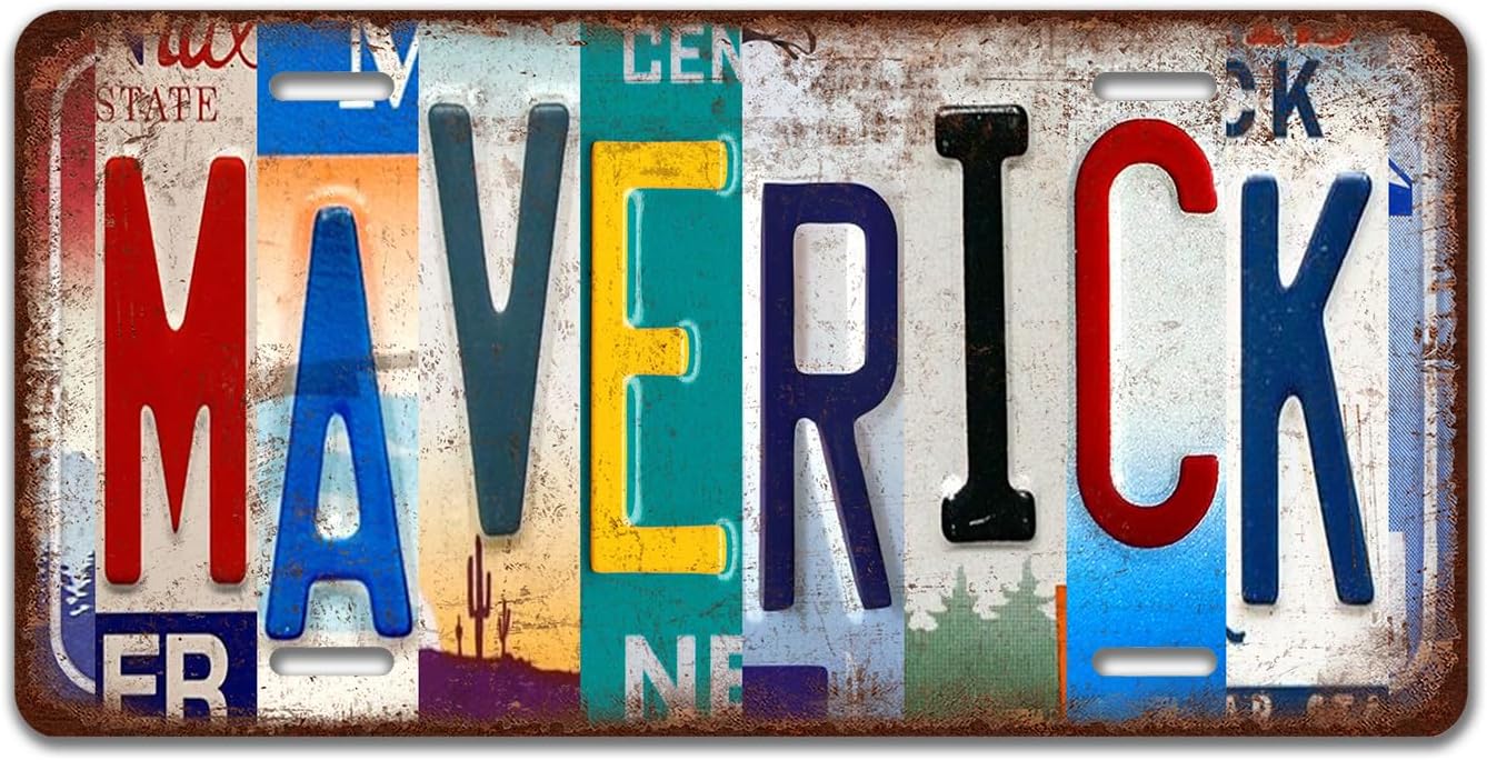 Vintage Mayerick License Plate Metal Tin Sign Rustic for Wall Decor 12 x 6 Inches