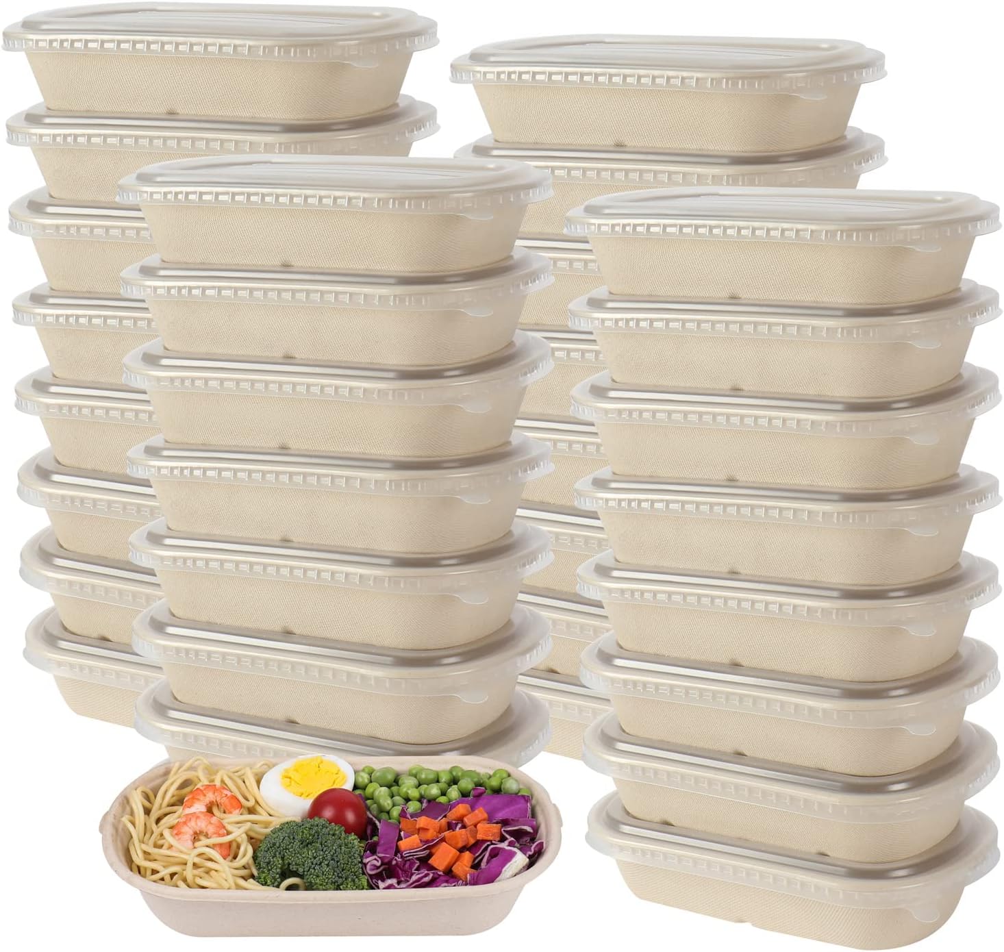 JAYEEY 29OZ Disposable bowls with lids, Compostable Fiber 50 PACK