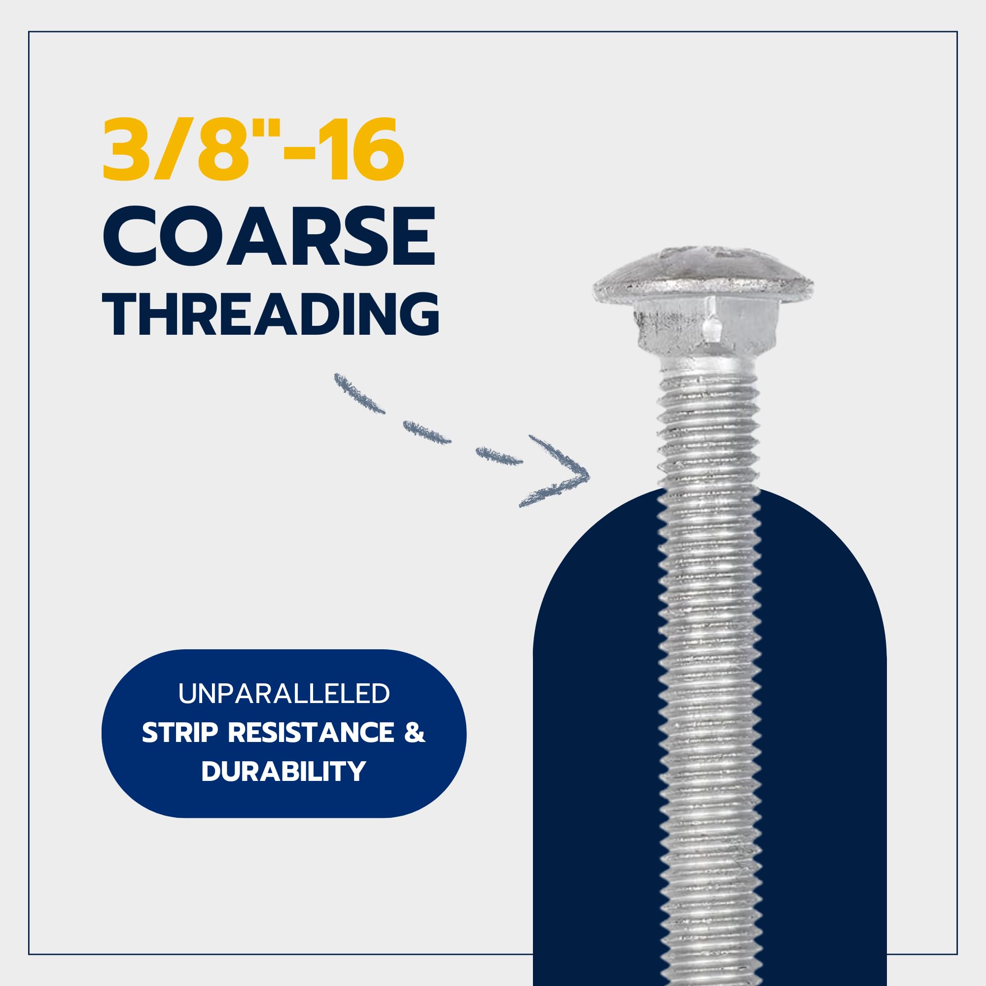 Galvanized Carriage Bolts - 50 Pack for Outdoor Projects -5