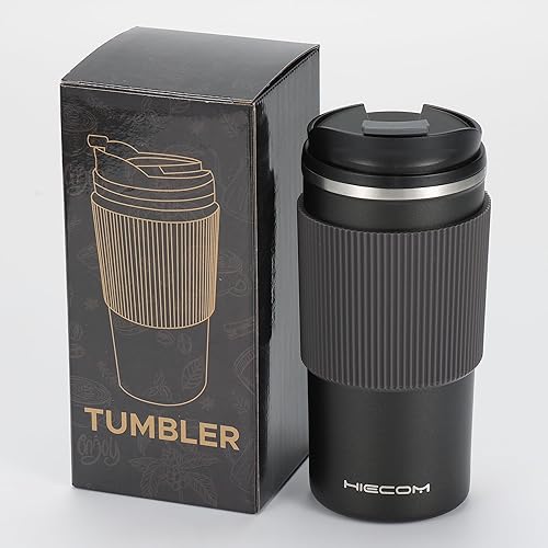 Coffee mug Vacuum Insulated Travel Mug 16oz with Double-Wall, Heat-Resistant Design, Non-Slip Silicone Grip, and Leakproof Lid for Hot and Cold Beverages