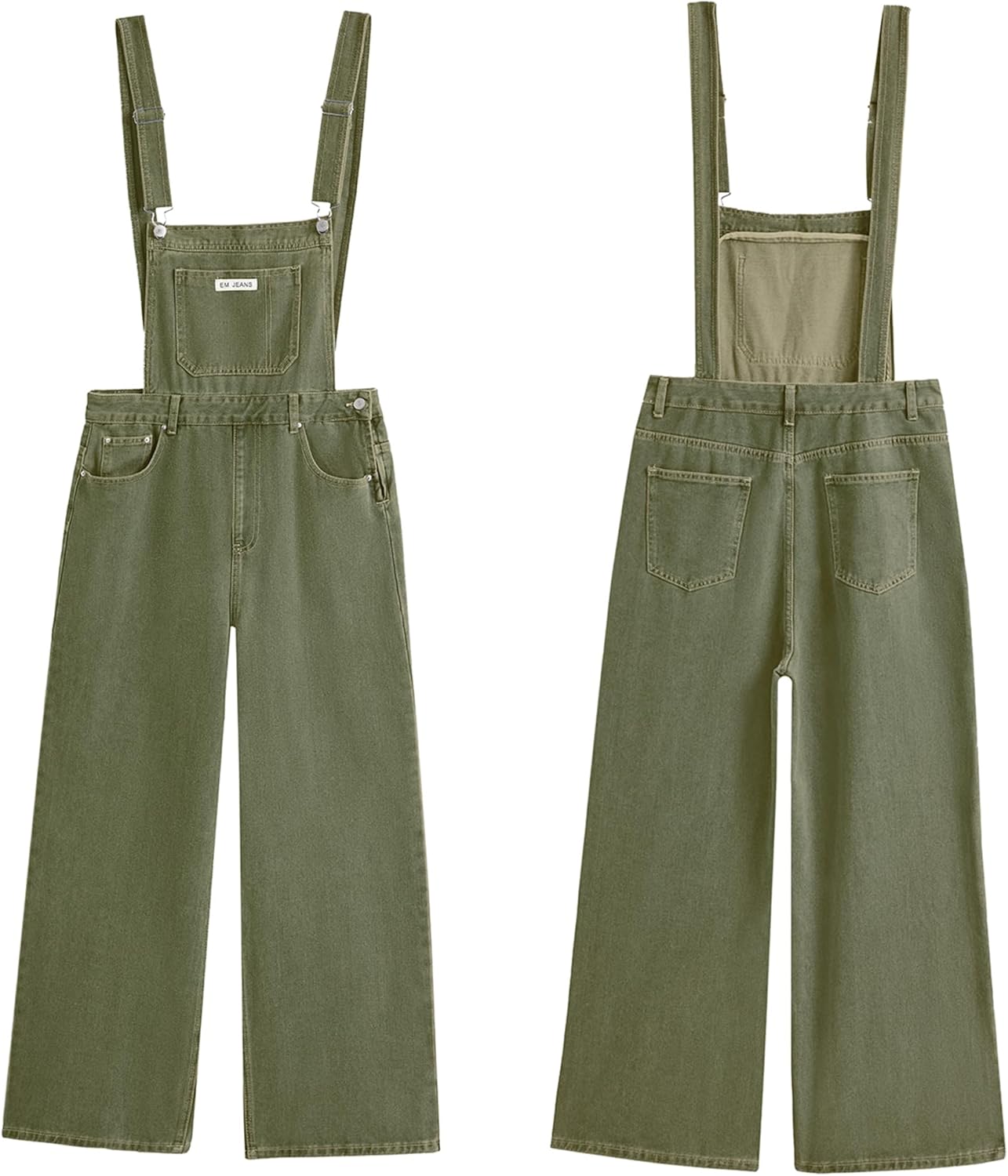 EMMIOL Women's Denim Overalls, Baggy Loose Fit Wide Leg Jumpsuit, 90s Vintage Style Overall with Adjustable Straps - Image 5