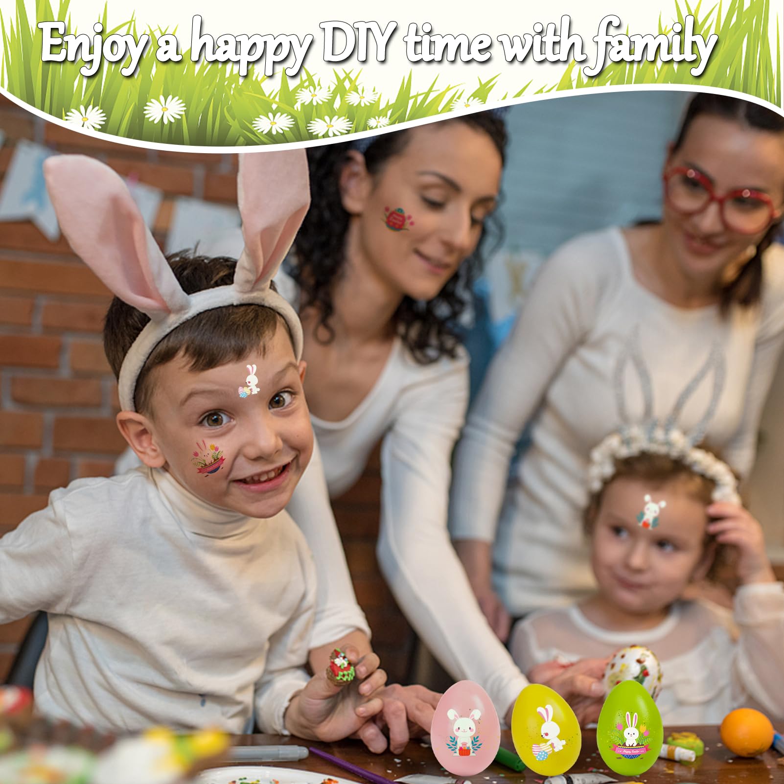 Leesgel - Decorazioni pasquali per bambini, 38 stili luminosi, temporanei per bambini, per riempire sacchetti di Pasqua, uova di Pasqua, coniglietto, adesivi per regali di Pasqua