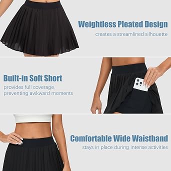 Betaven Pleated Tennis Skirts for Women with Shorts Lightweight Athletic Skorts High Waisted Golf Skirts for Running