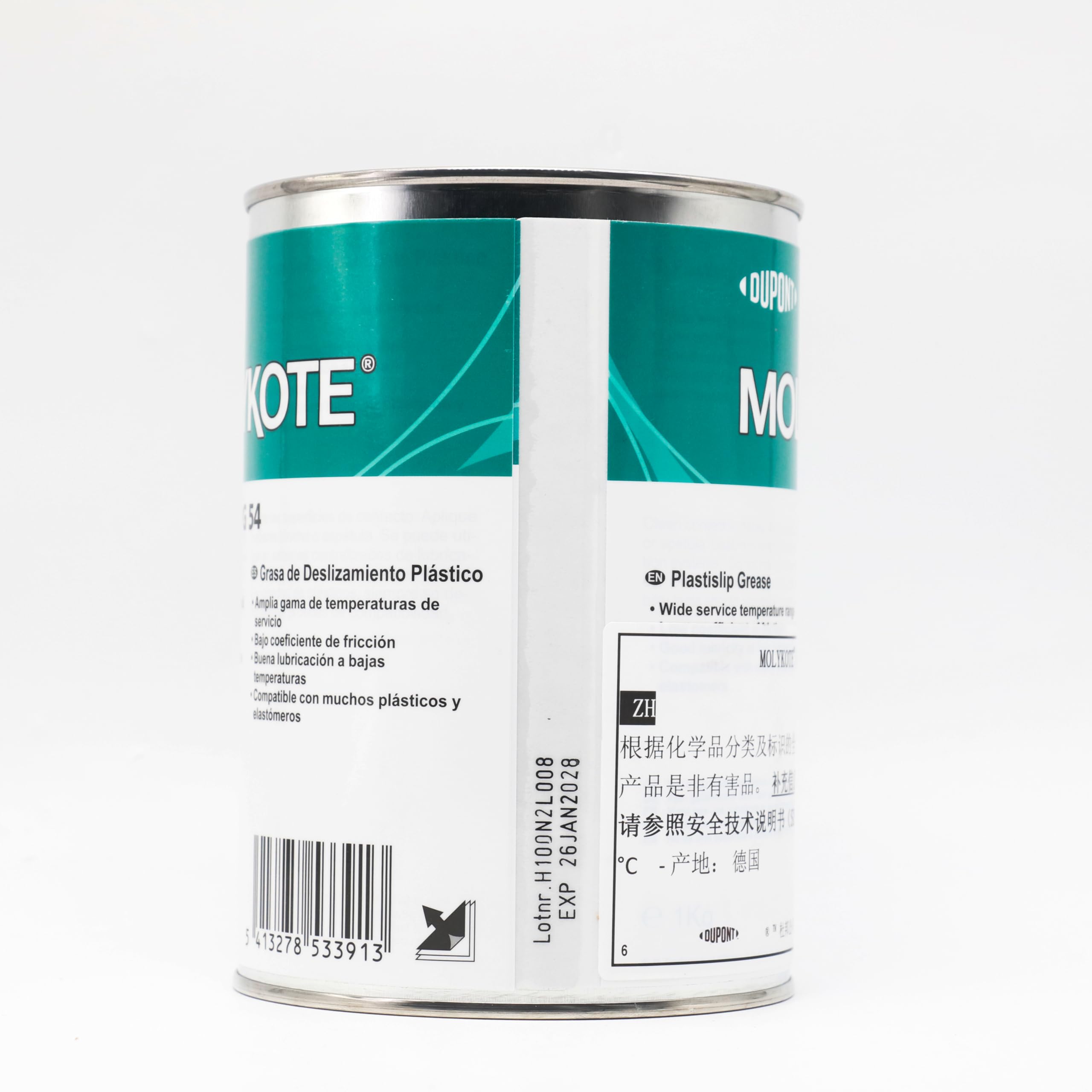 MOLYKOTE PG-54 - Grasa de 1 kg, lubricante de alto rendimiento, excelente resistencia a la oxidación, baja fricción y amplio rango de temperatura para plásticos y elastómeros