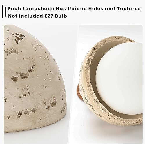 Miniatura 7 de Wabi Sabi - Lámpara colgante de travertino sintético, lámpara colgante de estilo nórdico japonés de 5.9 pulgadas, moderna mini lámpara de techo para