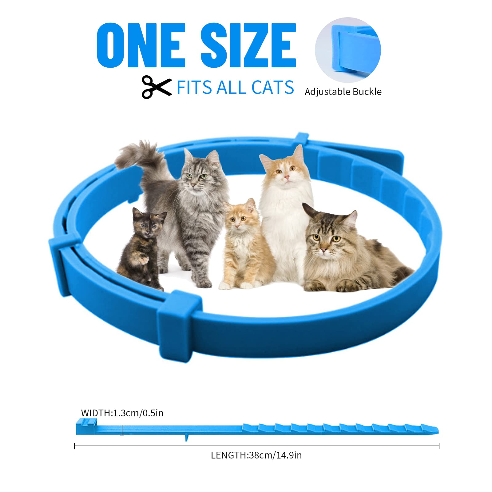 Collare Antiparassitario Per Gatti - Naturale, Impermeabile, Regolabile 48cm, Contro Pulci E Zecche - Foto 3