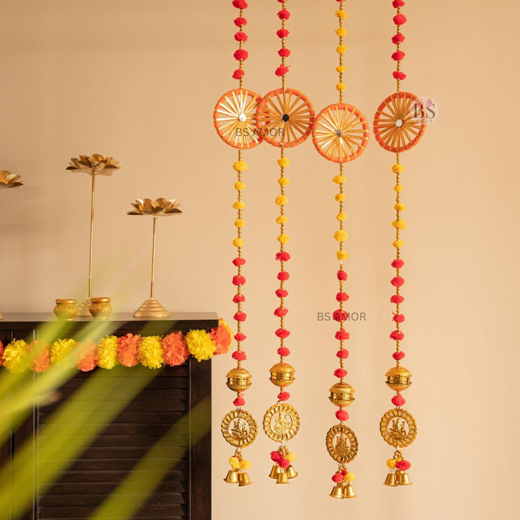 BS AMOR 4 Ganesh Chakri Latkan Traditional Hanging Latkan For Party, Wedding, Room, Home, Main Door,Diwali Decoration Items, Multicolor