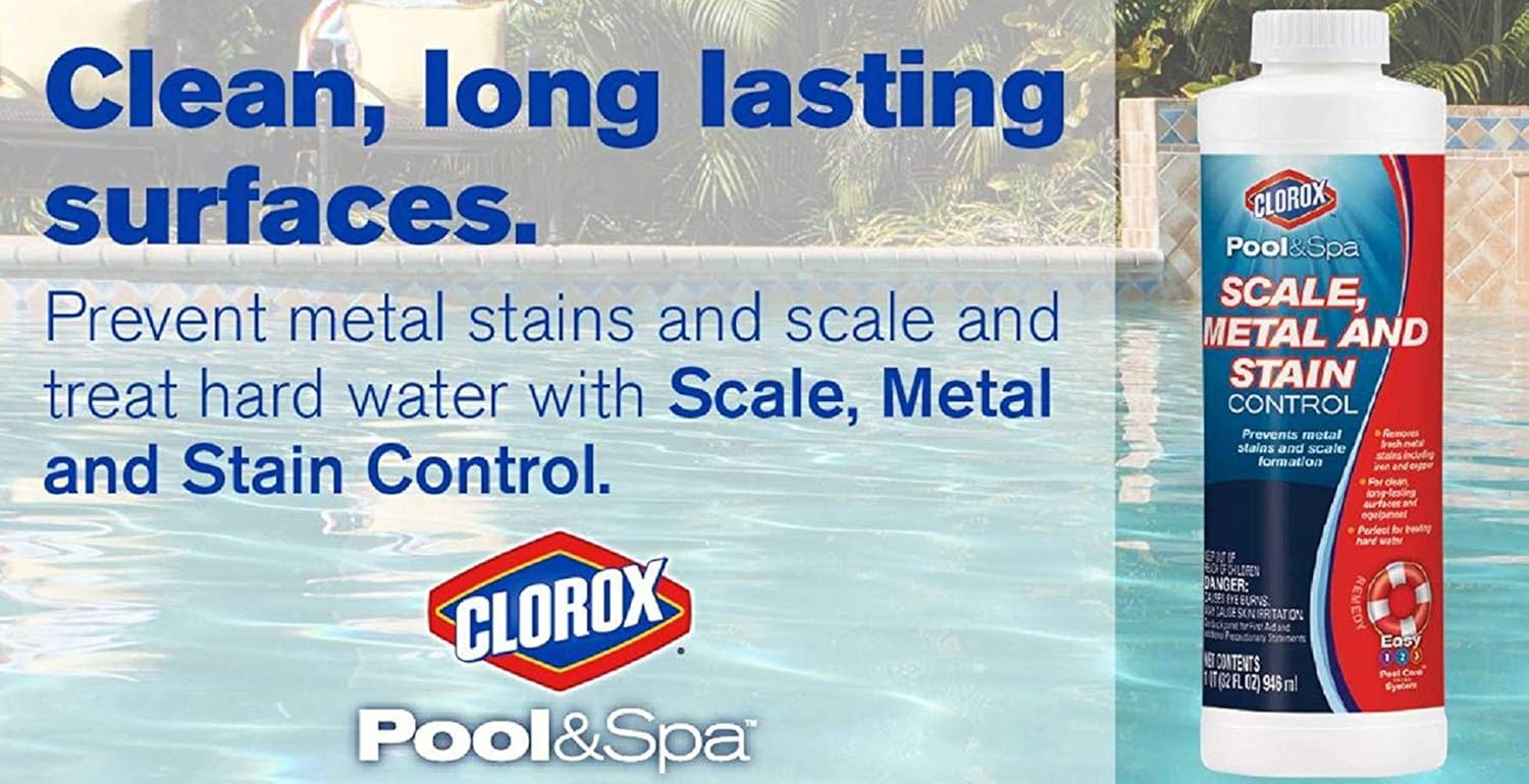 CLOROX Pool&Spa Scale, Metal and Stain Control, 1-Quart, Pack of 3 : Patio, Lawn & Garden