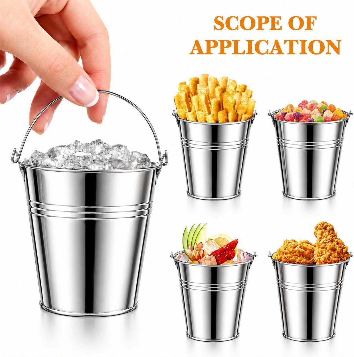 Mini secchio di metallo in acciaio inox piccolo secchio con manico,