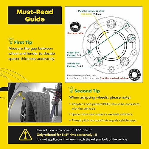 Miniatura 2 de YHTAUTO Adaptadores de rueda centrados de buje de 5 x 4.5 a 5 x 5 pulgadas para Jeep JK XK WJ WK en YJ TJ XJ KK KJ ZJ, Wrangler, Grand Cherokee,