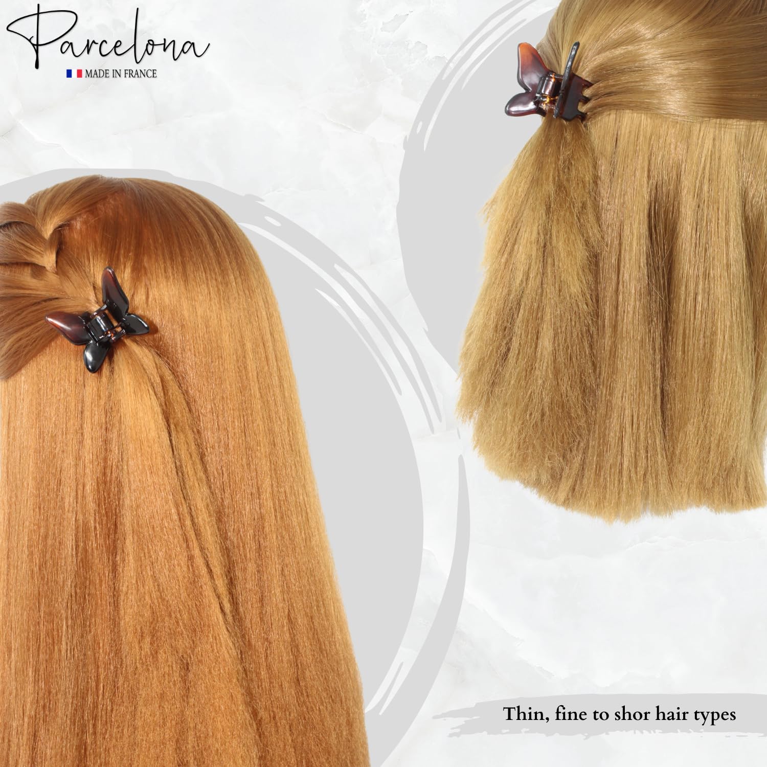 Parcelona French Set of 2 Butterfly Small Tortoise Shell Cellulose Acetate Jaw Hair Claw Clip Strong Hold No-Slip Grip Women Hair Accessories Hair Clips for Girls - Image 4