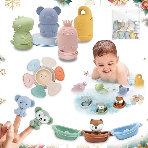Jouet Bain Bébé, Lot de 16 Jouets de Bain Aspergeurs