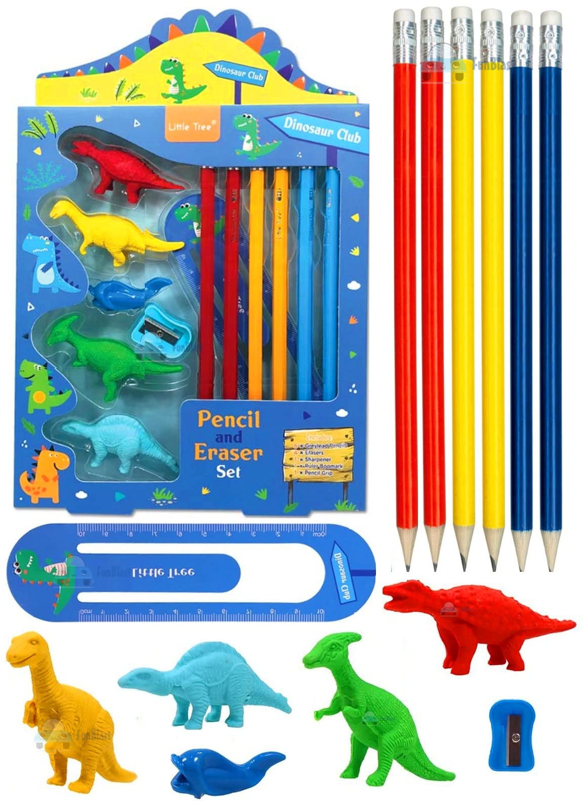 FunBlast Dinosaur Stationary Kit for Kids – 5 Pencils, 5 Erasers, 1 Sharpener, 1 Ruler Bookmark, stationary set for kids, Return Gifts for Kids (Multicolor) (B09N98Z1Y3) Amazon Price History, Amazon Price Tracker
